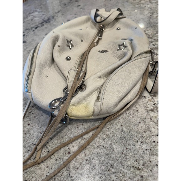 Rebecca Minkoff Julian Womens Backpack Bone Pebbled Leather Adjustable Strap Bag - Picture 6 of 12